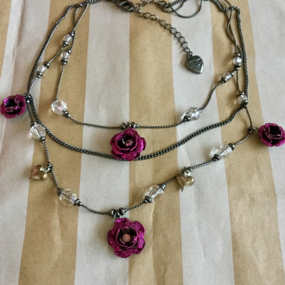 Betsey Johnson layered rose necklace